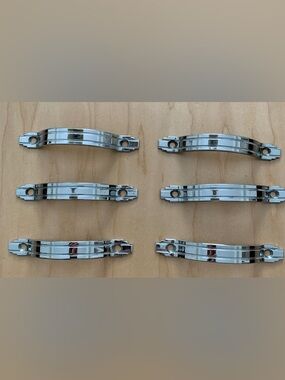 Set of 6 Chrome Art Deco Cabinet Pulls 1940's Double Lines